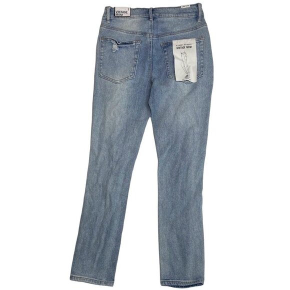 Almost Famous Vintage Mom Jeans Women's Faded Blue Distressed Destructed NEW - Picture 4 of 14